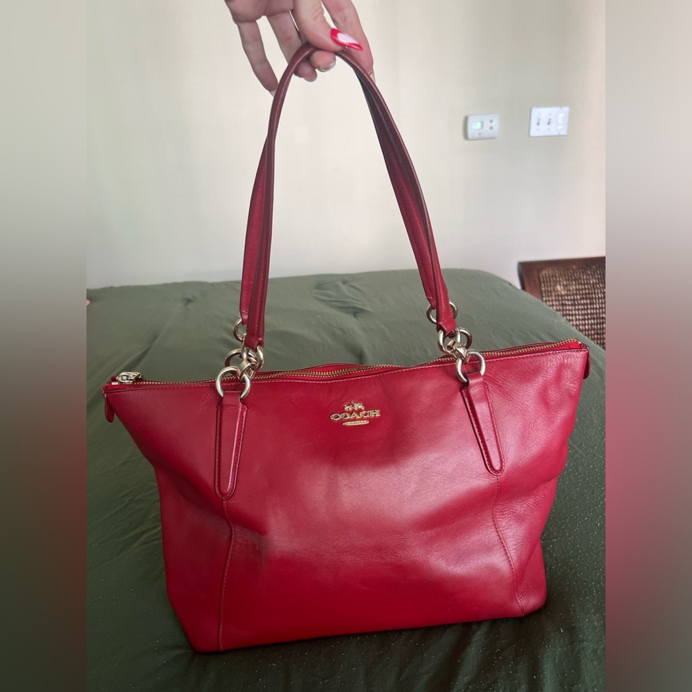 Coach Cherry Red Leather Tote